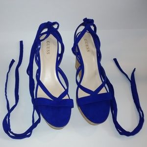 Guess Treacy Royal Blue Lace-Up Sandals